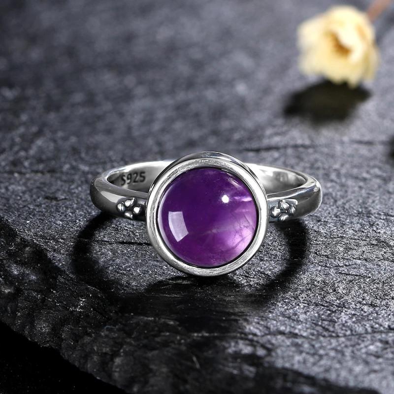 S925 Silver Vintage Ring Labradorite Moonstone Turquoise Stone Ring