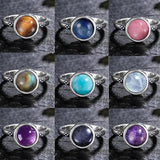 S925 Silver Vintage Ring Labradorite Moonstone Turquoise Stone Ring