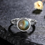 S925 Silver Vintage Ring Labradorite Moonstone Turquoise Stone Ring