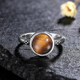 S925 Silver Vintage Ring Labradorite Moonstone Turquoise Stone Ring