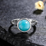 S925 Silver Vintage Ring Labradorite Moonstone Turquoise Stone Ring
