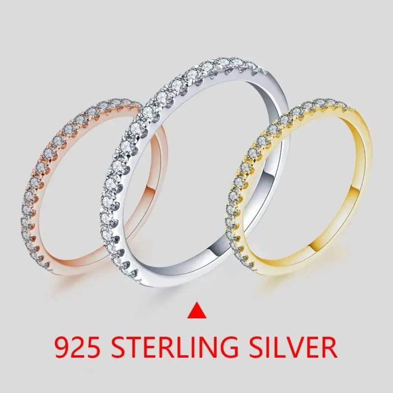 925 Silver Round D Moissanite Ring for Girls Cocktail Jewelry