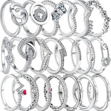 925 Silver Eternal Love Wave Heart Zircon Ring