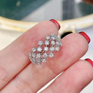Hollow AAAAA Zircon 925 Silver Ring Wedding Band for Women