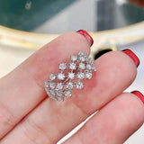 Hollow AAAAA Zircon 925 Silver Ring Wedding Band for Women