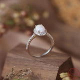 925 Silver Ring Oval Opal with Cubic Zircon Women's Ring