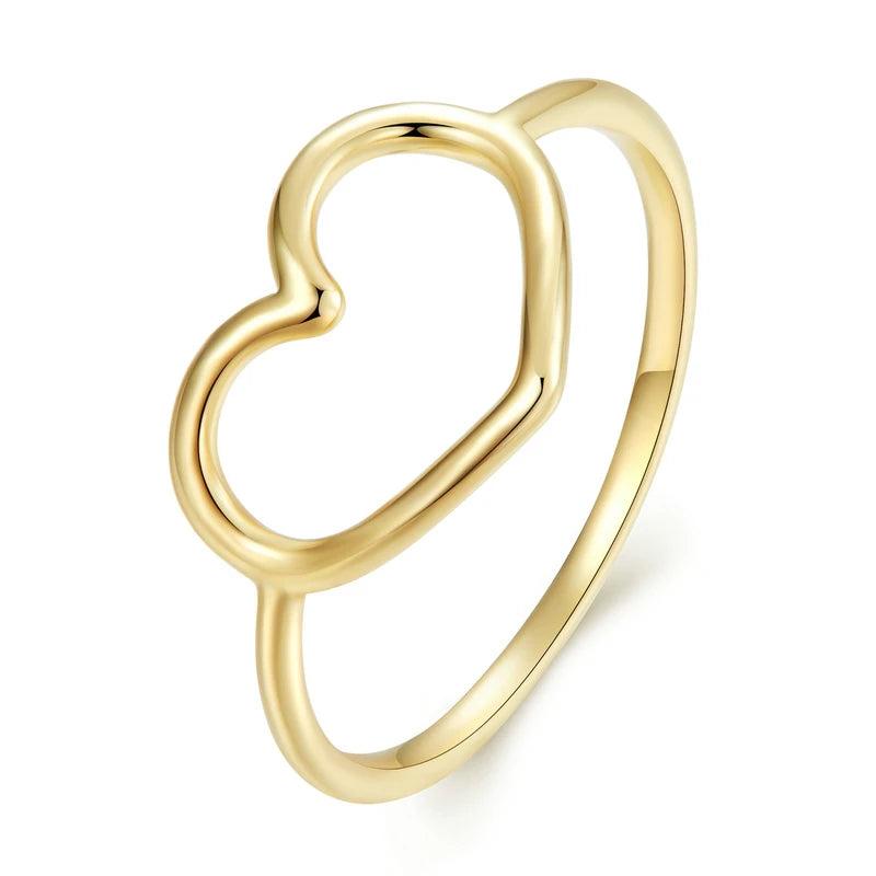 925 Silver Heart Cutout Ring Romantic Love Gift