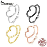 925 Silver Heart Cutout Ring Romantic Love Gift
