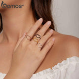 925 Silver Heart Cutout Ring Romantic Love Gift