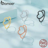 925 Silver Heart Cutout Ring Romantic Love Gift
