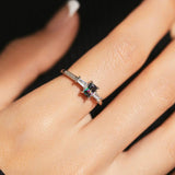 925 Silver Rectangle Zircon Wedding Ring Women Engagement Jewelry