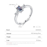 925 Silver Rectangle Zircon Wedding Ring Women Engagement Jewelry