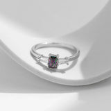 925 Silver Rectangle Zircon Wedding Ring Women Engagement Jewelry