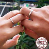 CWWZircons 925 Sterling Silver Couple Ring Wedding Band Gift SR038
