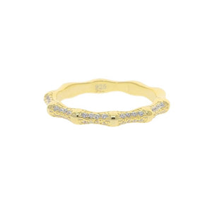 Bamboo Band CZ Eternity Ring 925 Silver Vermeil