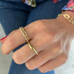 Bamboo Band CZ Eternity Ring 925 Silver Vermeil