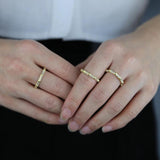 Bamboo Band CZ Eternity Ring 925 Silver Vermeil