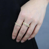 Bamboo Band CZ Eternity Ring 925 Silver Vermeil