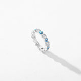 Sterling Silver Heart To Heart Punk Eyes Stackable Finger Rings