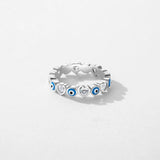 Sterling Silver Heart To Heart Punk Eyes Stackable Finger Rings