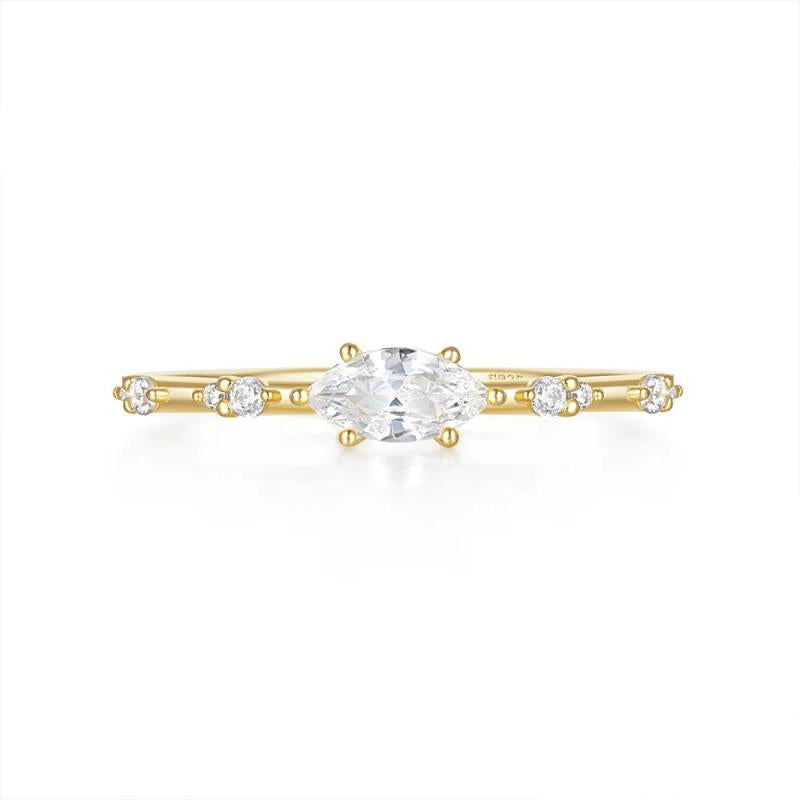 Sterling Silver Square Diamond Inlaid Ring Wedding Jewelry