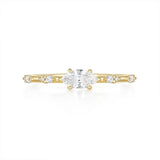 Sterling Silver Square Diamond Inlaid Ring Wedding Jewelry