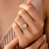 Sterling Silver Square Diamond Inlaid Ring Wedding Jewelry