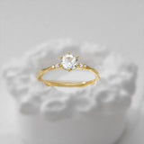 Sterling Silver Square Diamond Inlaid Ring Wedding Jewelry
