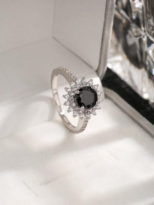 925 Silver Zircon Flower Ring for Women, Romantic Gift