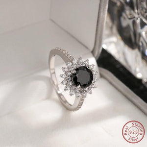 925 Silver Zircon Flower Ring for Women, Romantic Gift