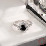 925 Silver Zircon Flower Ring for Women, Romantic Gift