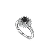 925 Silver Zircon Flower Ring for Women, Romantic Gift