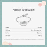 925 Silver Geometric Ring CZ Chain Adjustable Fine Jewelry