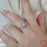 European American Bat 925 Silver Moonlight Stone Ring