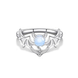 European American Bat 925 Silver Moonlight Stone Ring
