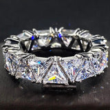 925 Sterling Silver Ring, Triangular Zircon Ring with Aaa Zircon Crystal