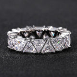 925 Sterling Silver Ring, Triangular Zircon Ring with Aaa Zircon Crystal