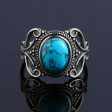 925 Silver Women's Turquoise Ring, 8x10MM Oval Stone, Fine Jewelry