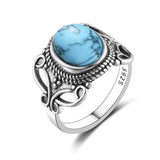 925 Silver Women's Turquoise Ring, 8x10MM Oval Stone, Fine Jewelry