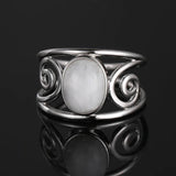 Green Jade Gemstone Ring S925 Sterling Silver Female Engagement Wedding