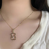 Tiny Bear Necklace for Women 14k Plated Pendant Jewelry