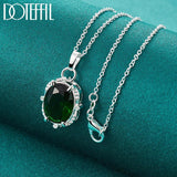 925 Silver Green Zircon Pendant Necklace 16-30 Inch Chain