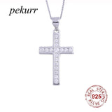 925 Silver Zircon Big Cross Necklaces for Women