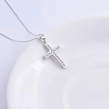925 Silver Zircon Big Cross Necklaces for Women