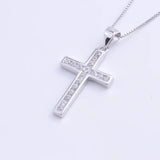 925 Silver Zircon Big Cross Necklaces for Women