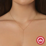 925 Silver Plated Zircon Lock Y-shaped Necklace