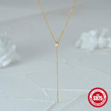 925 Silver Plated Zircon Lock Y-shaped Necklace