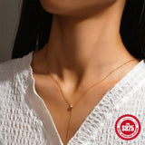 925 Silver Plated Zircon Lock Y-shaped Necklace