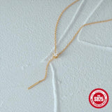 925 Silver Plated Zircon Lock Y-shaped Necklace