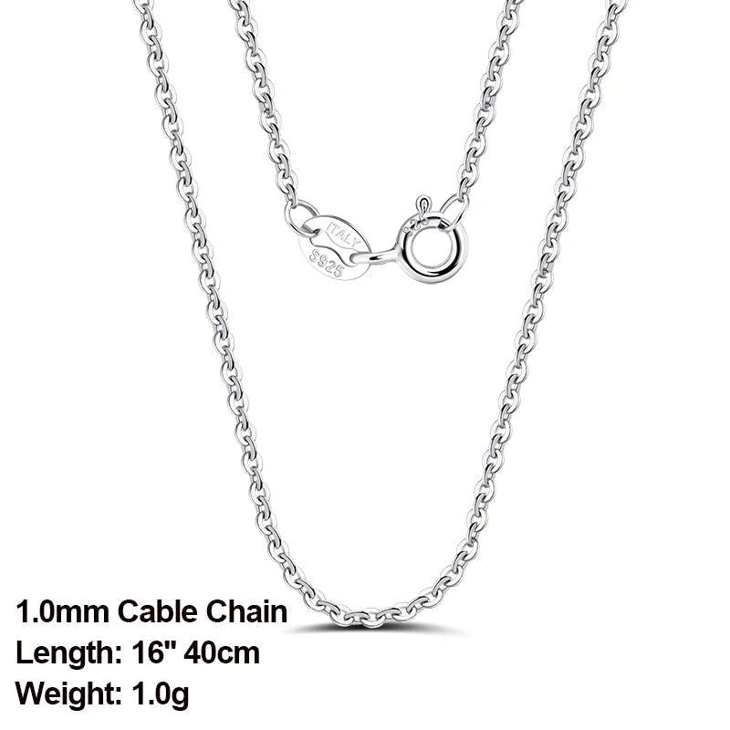 Italian 925 Silver Personalized Necklace Chain 1.0mm Cable Link 45 50 SC06-P